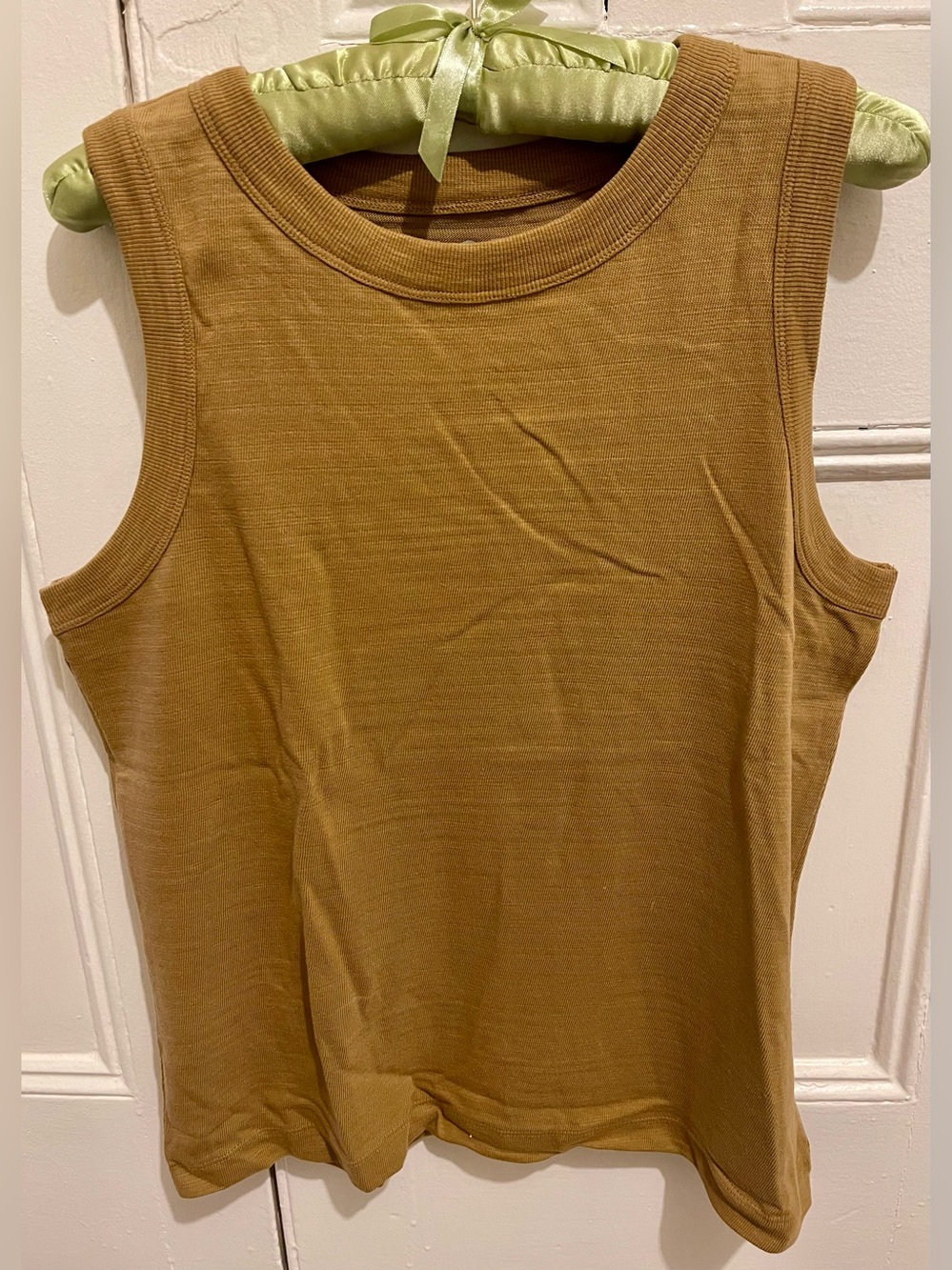 LOFT Everyday Crew Tank Top in Mustard Brown